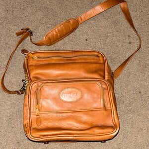 Leather Tan Messenger Bag - Classic Men's Crossbody by Dooney & Bourke